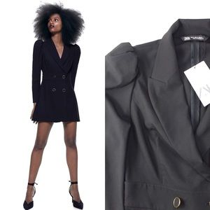 Zara NWT Black & Gold Buttoned Blazer Jumpsuit M
